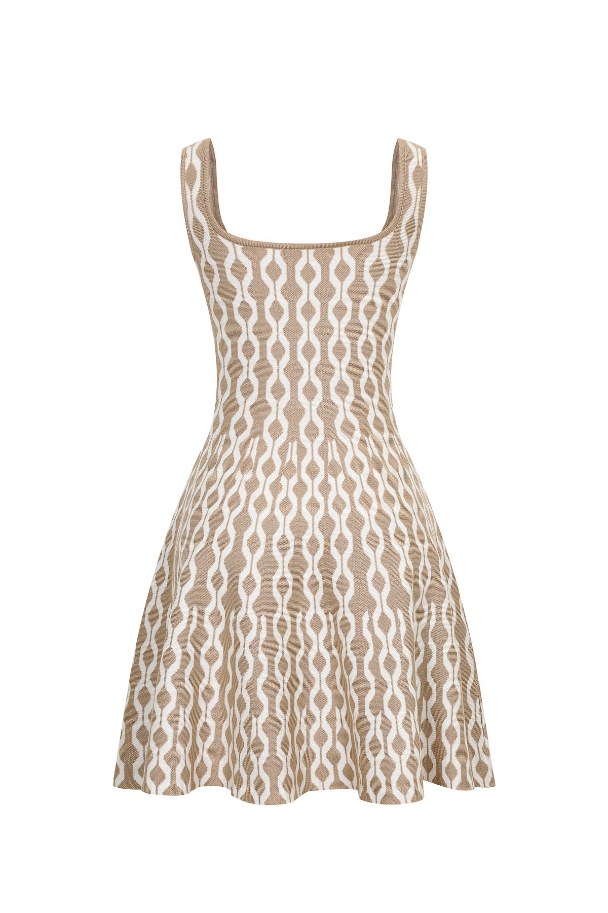 Peyton Knit Square-Neck Geometric Pattern Mini Dress