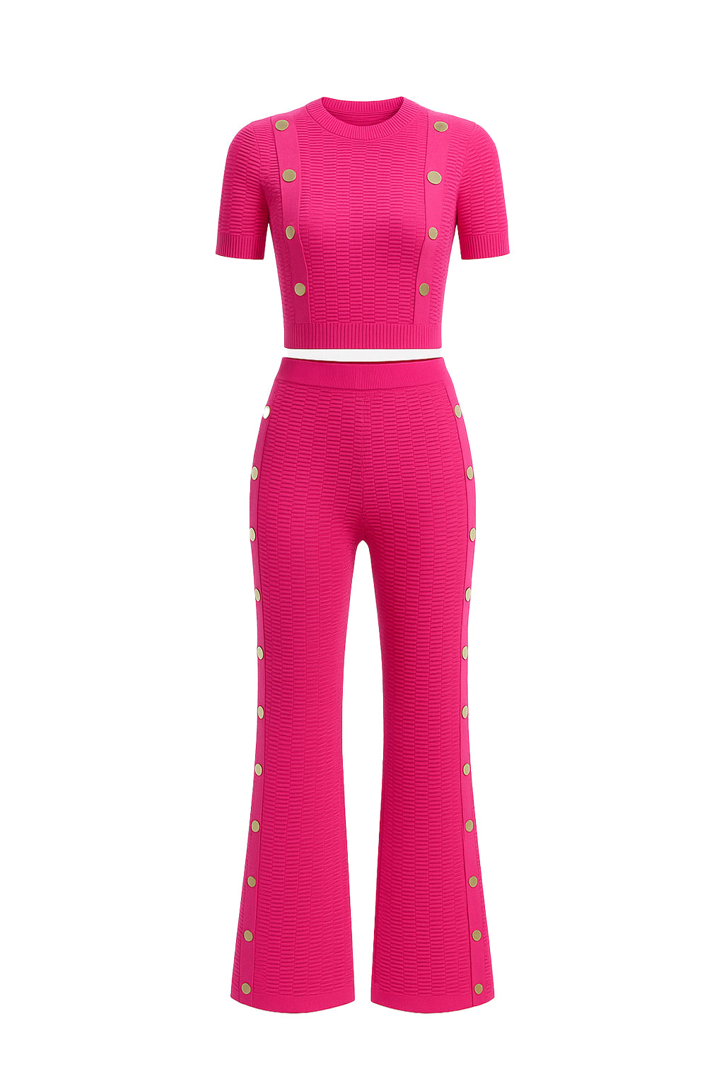 Something About It Knit Short Sleeve Top and Pants Set with Trim