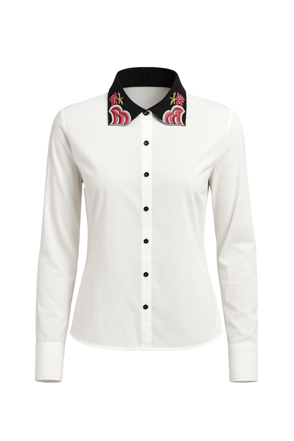 Embroidered Collar Shirt And Pants Set