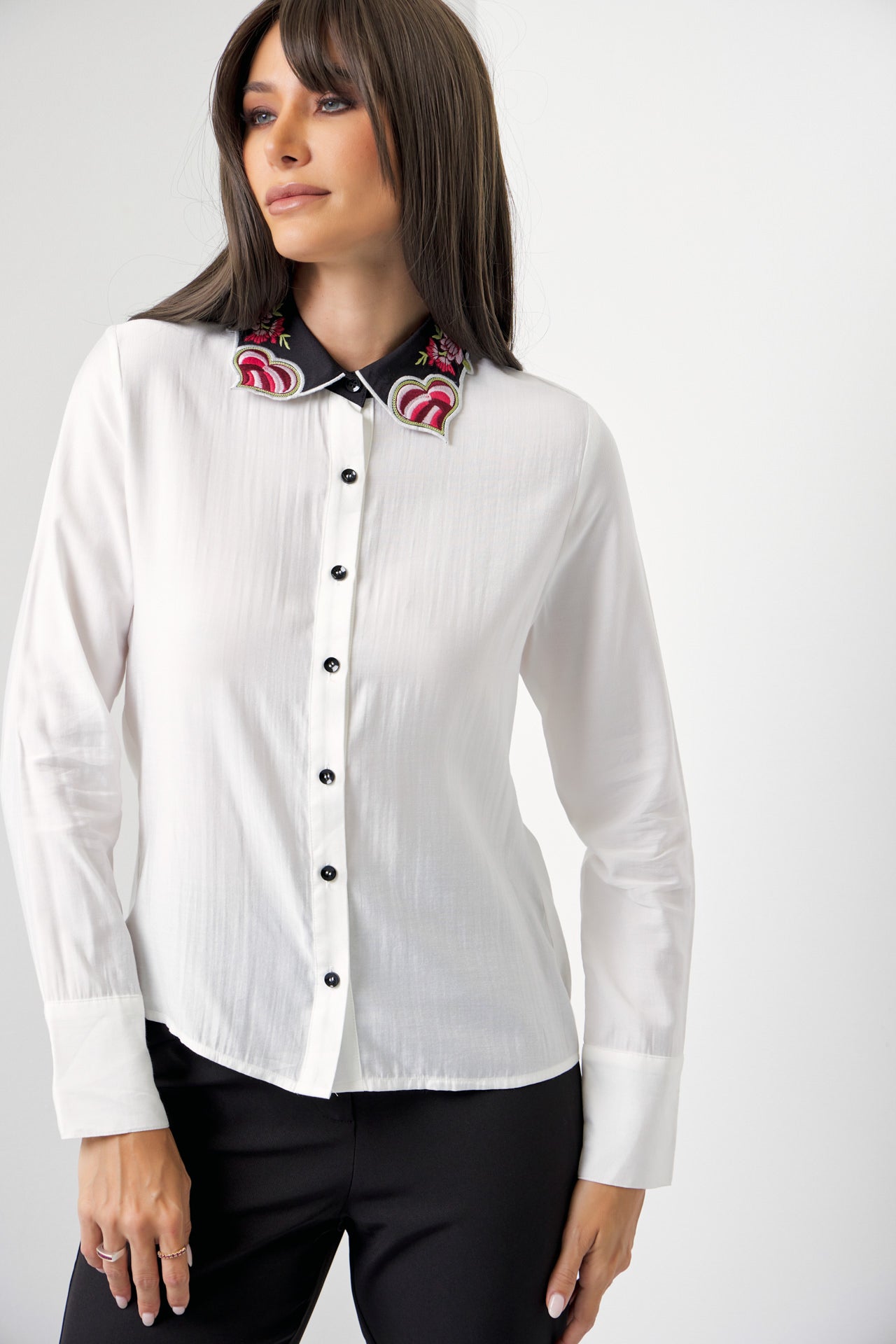 Work Of Art Embroidered Collar Shirt And Pants Set