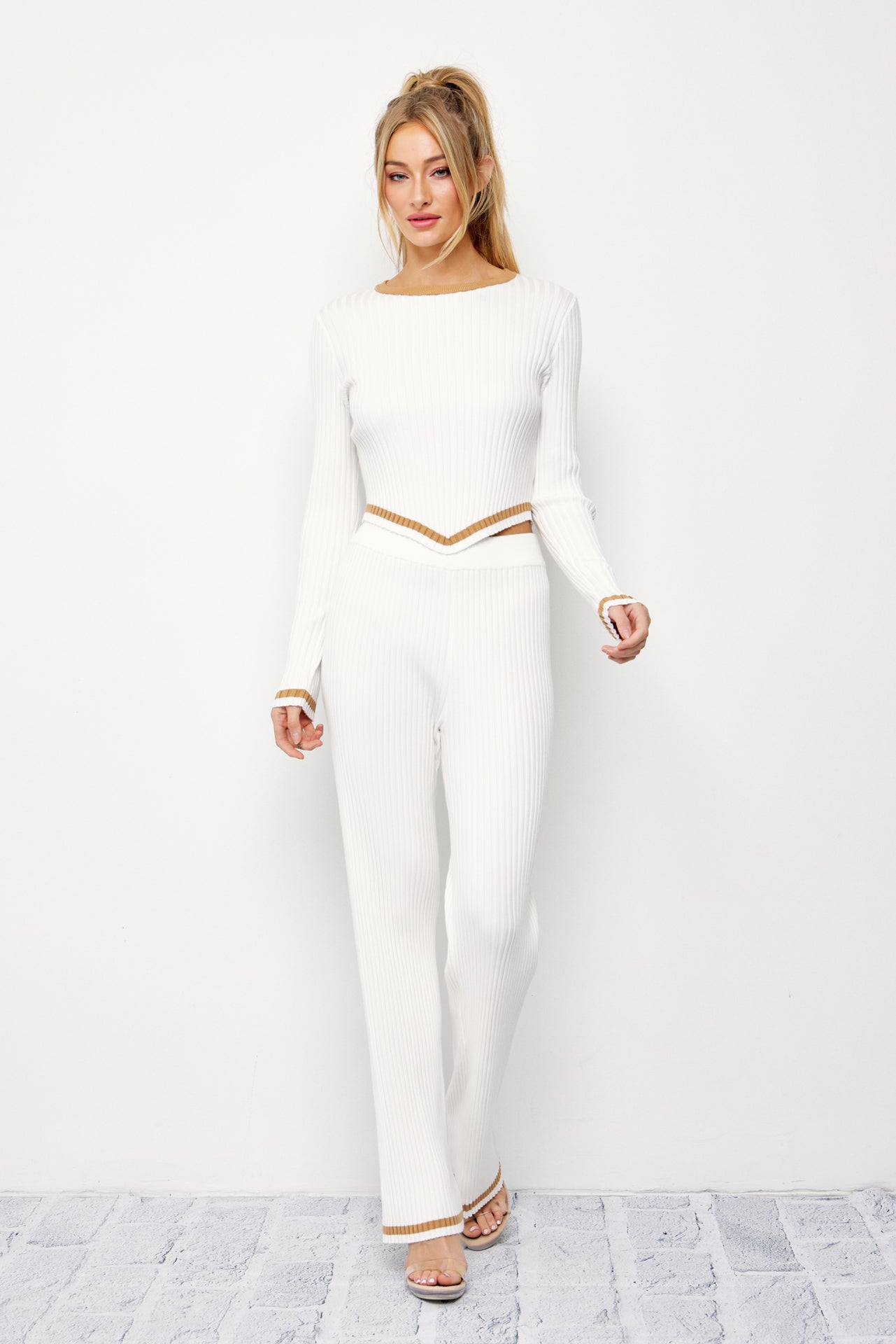 Leave It To Me Knit Long Sleeve Top and Pants Set