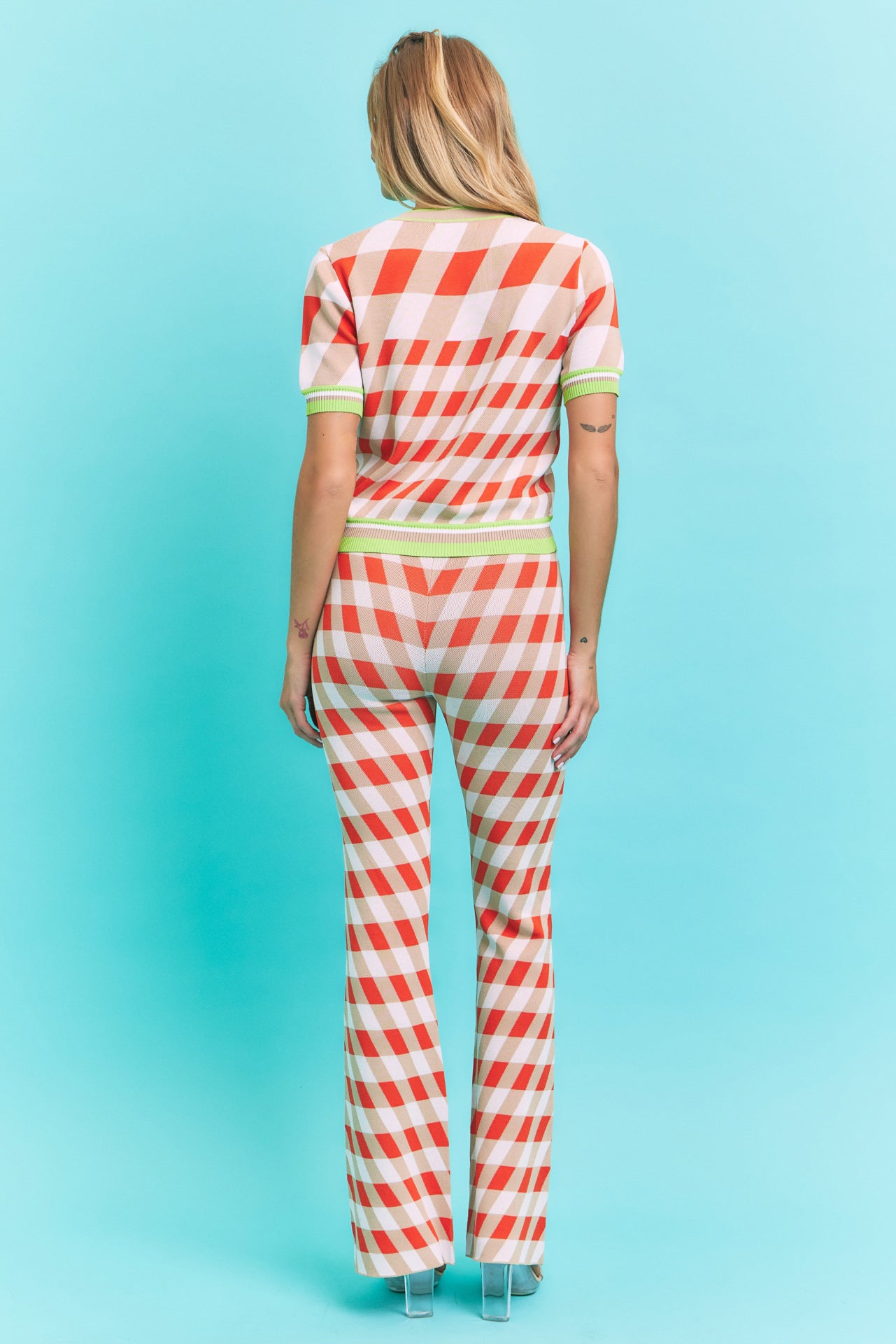 Print Jqd Knit Short Sleeve Top & Pants Set