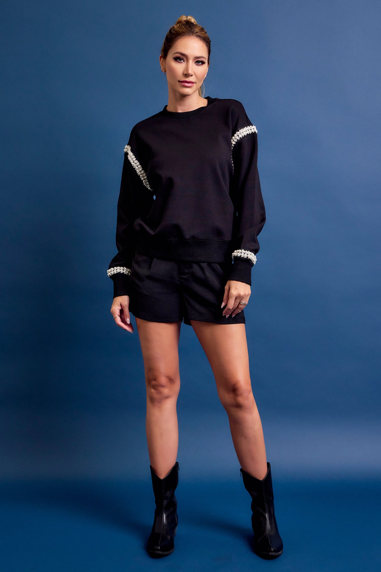 All Day Crew Neck Sweatshirt With Beaded Trim