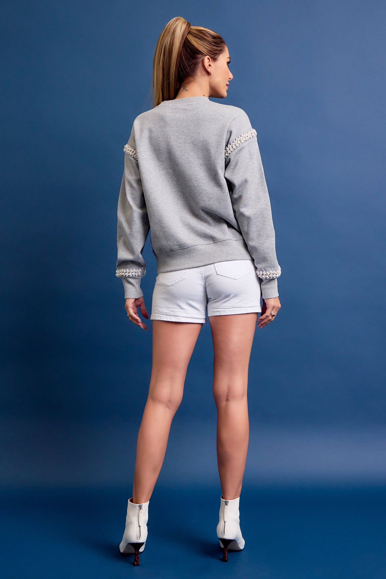 All Day Crew Neck Sweatshirt With Beaded Trim