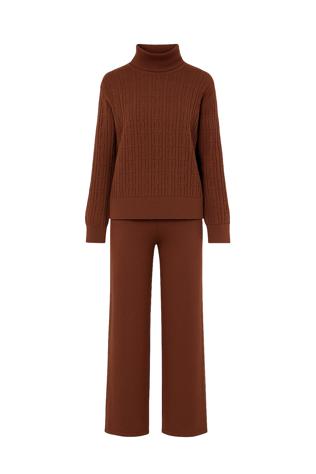 Layla Knit Textured Turtle Neck Top and Pants Set