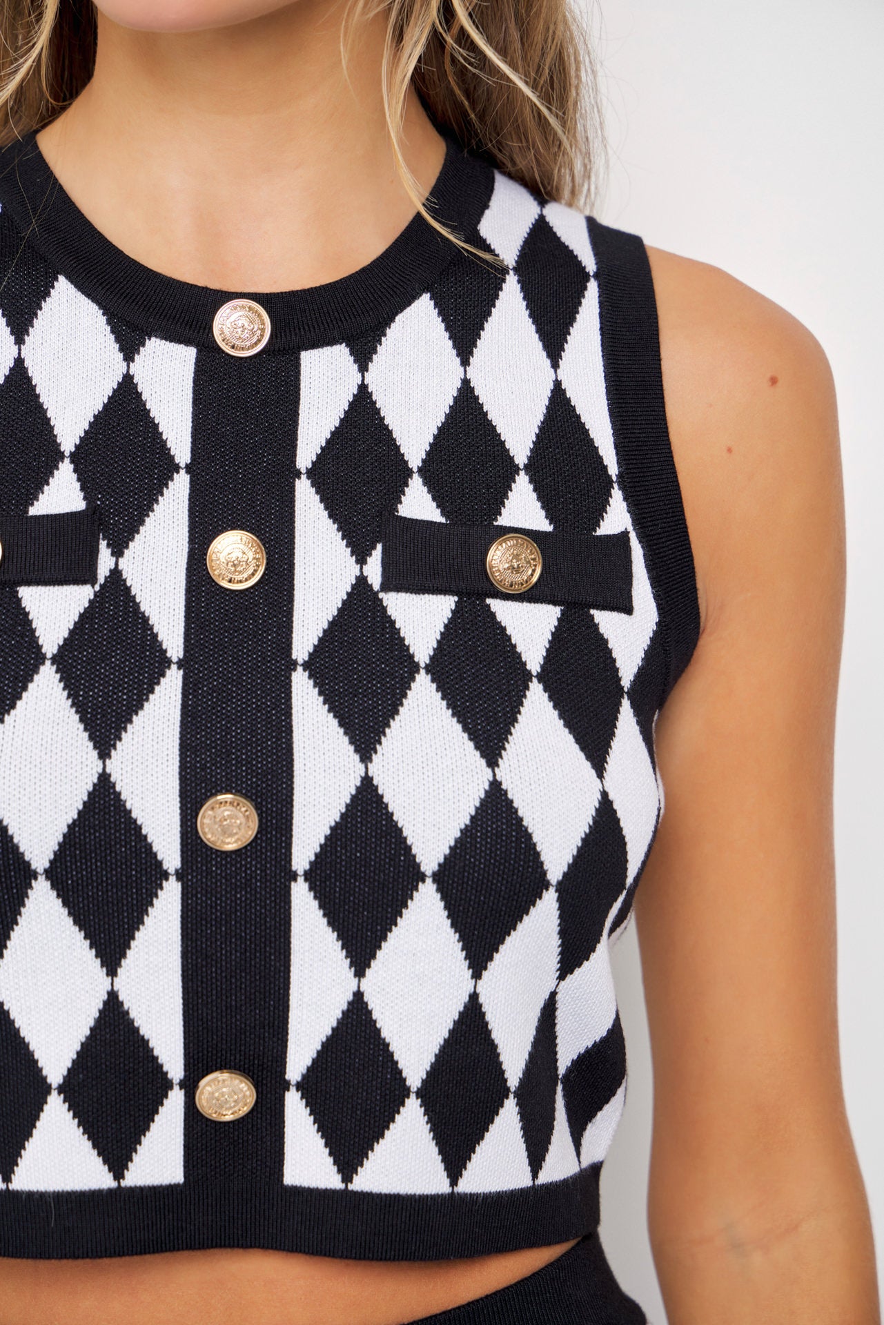 Influencer Look Diamond Knit Cardigan, Top, and Pants Set