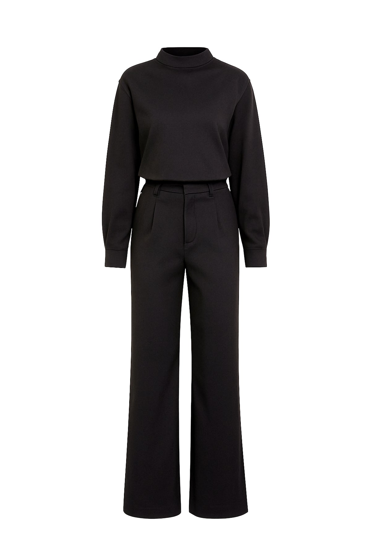 Formal Things Woven Mock Neck Long Sleeve Top and Pants Set