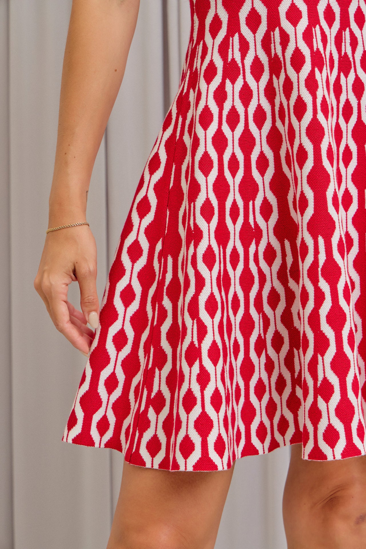 Peyton Knit Square-Neck Geometric Pattern Mini Dress
