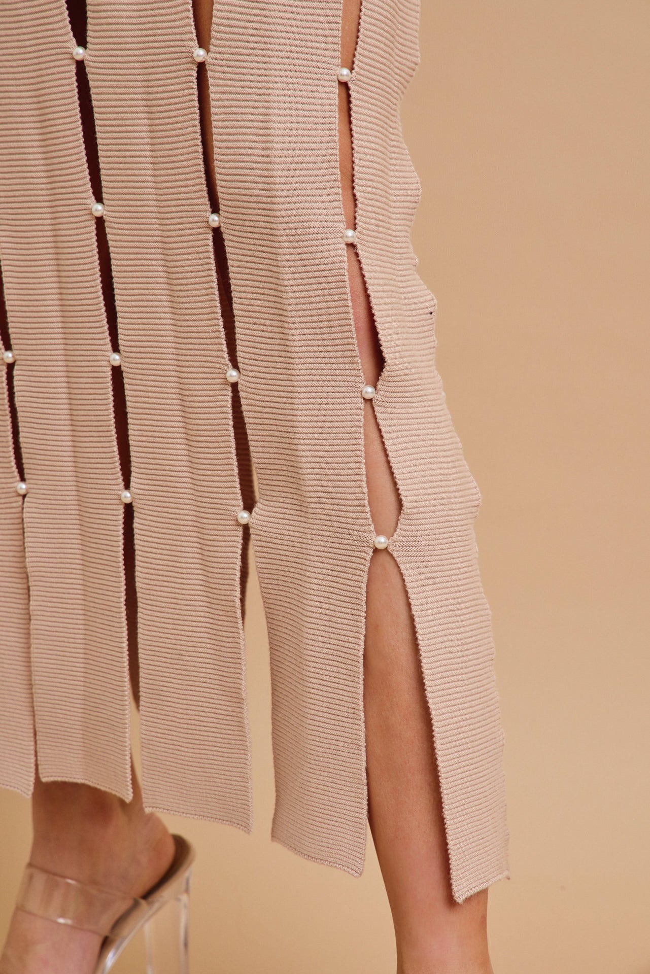 Always The Trendsetter Knit Pearl Embellished Slvls Midi Dress