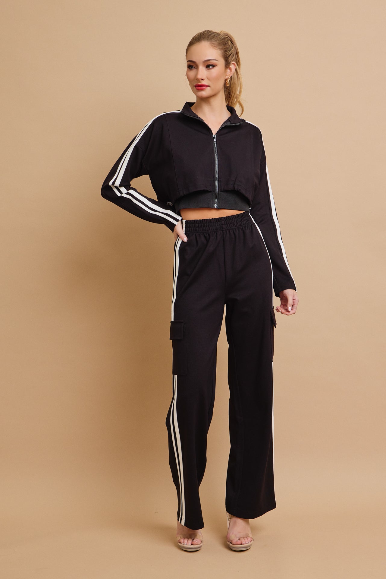 Closer And Closer Knit Jacket And Track Pants Set