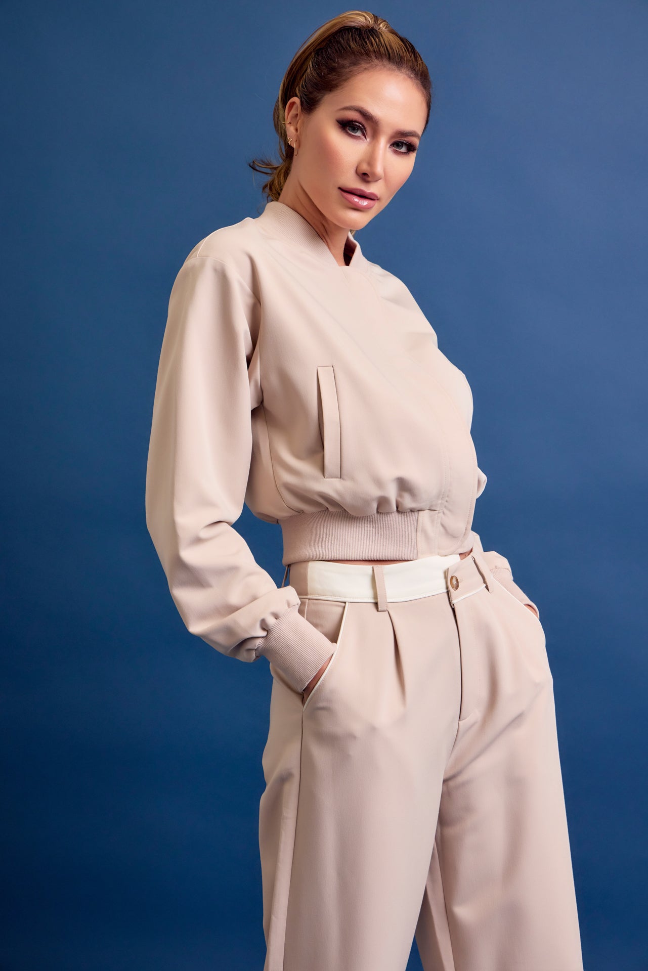 Places To Be Woven Bomber Jacket And Pants Set