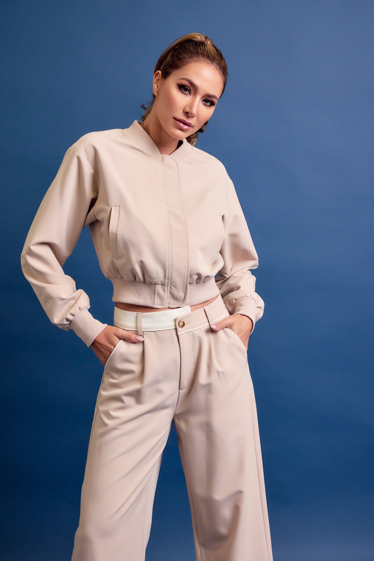 Places To Be Woven Bomber Jacket And Pants Set