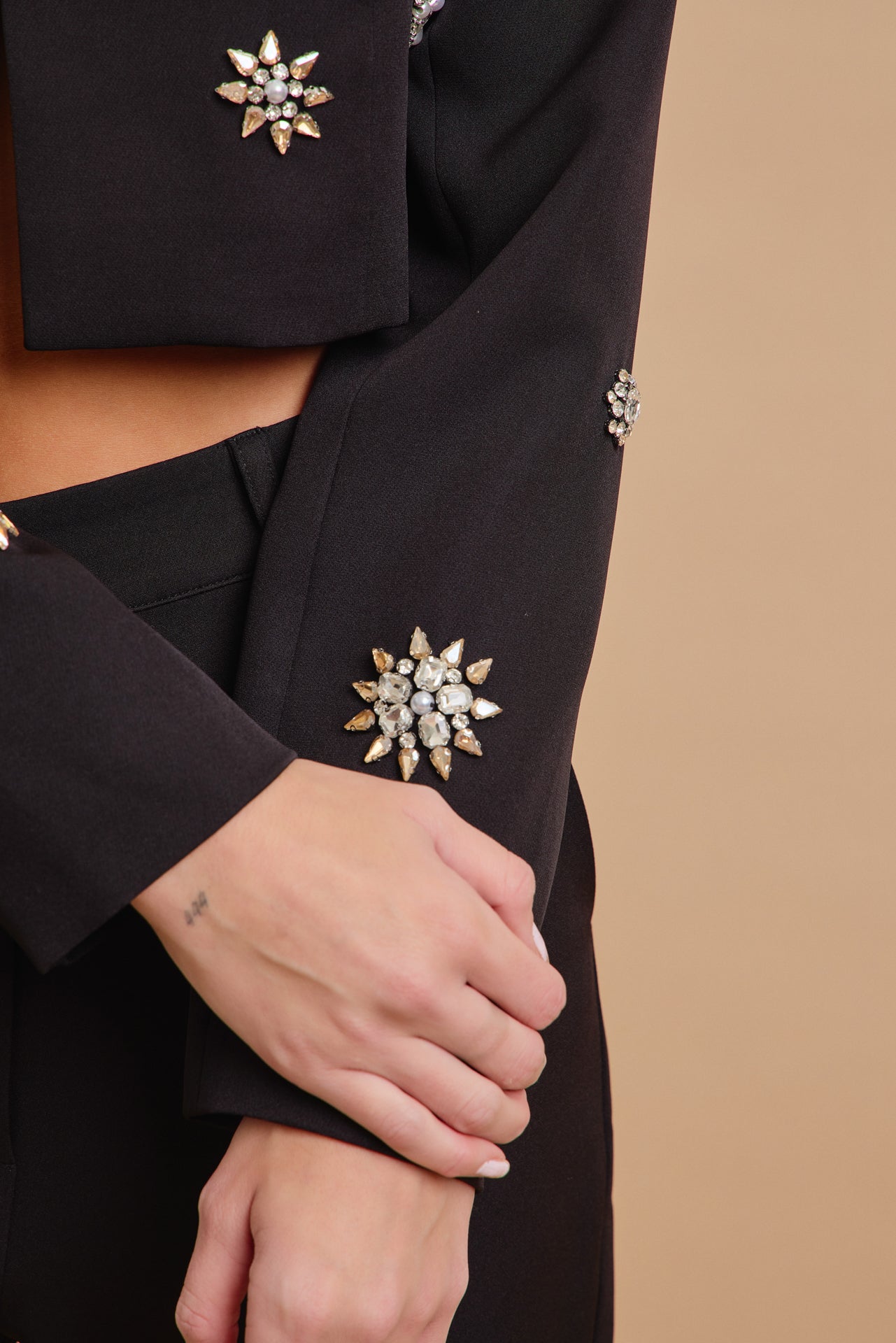 Guesting Woven Embellished Jacket and Flare Pants Set