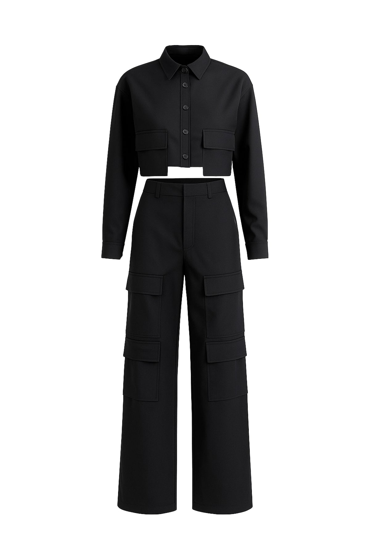 Woven Cargo Jacket and Pants Set