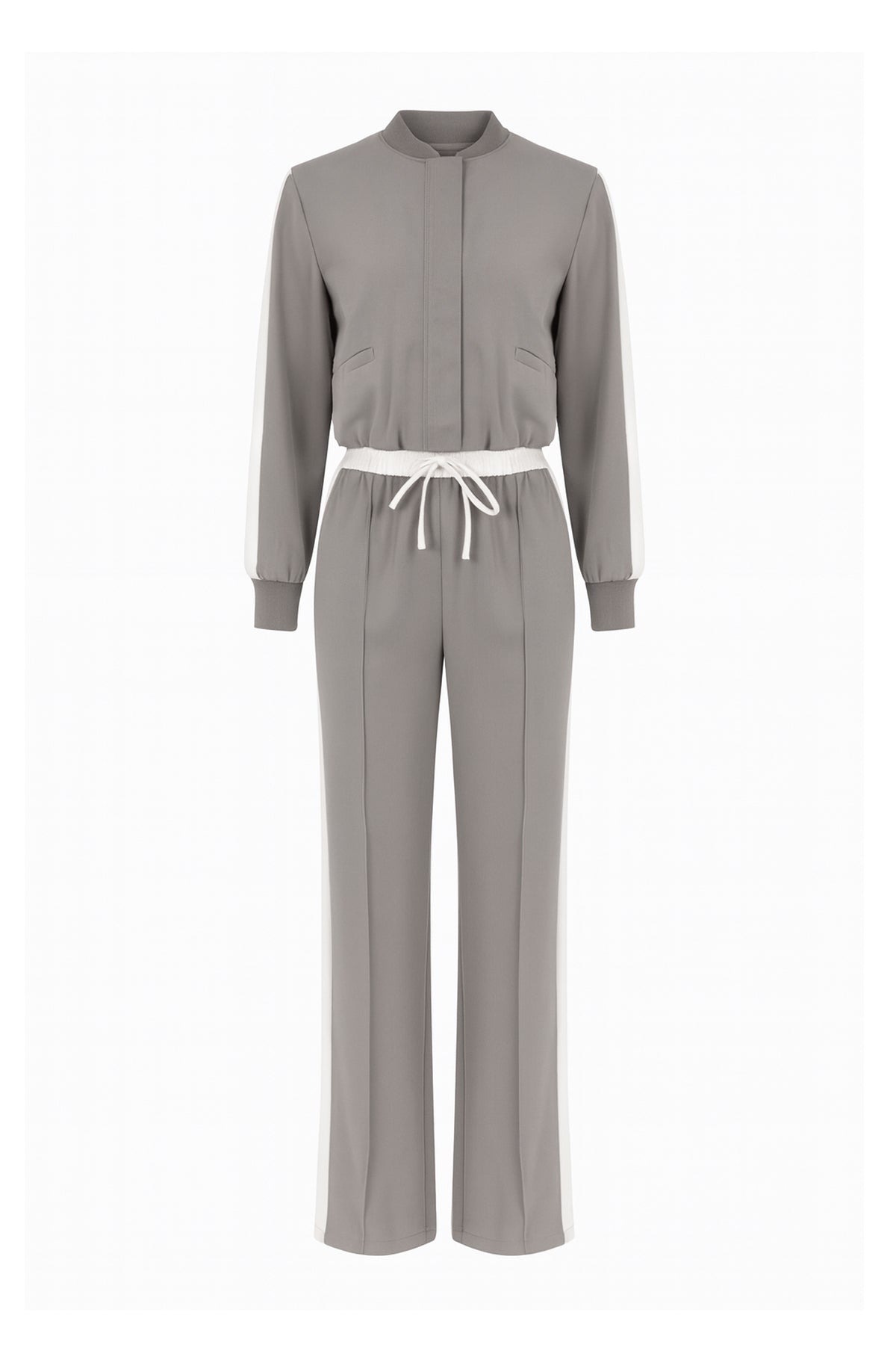 Clara Woven Jacket and Pants Set With Contrast Stripe