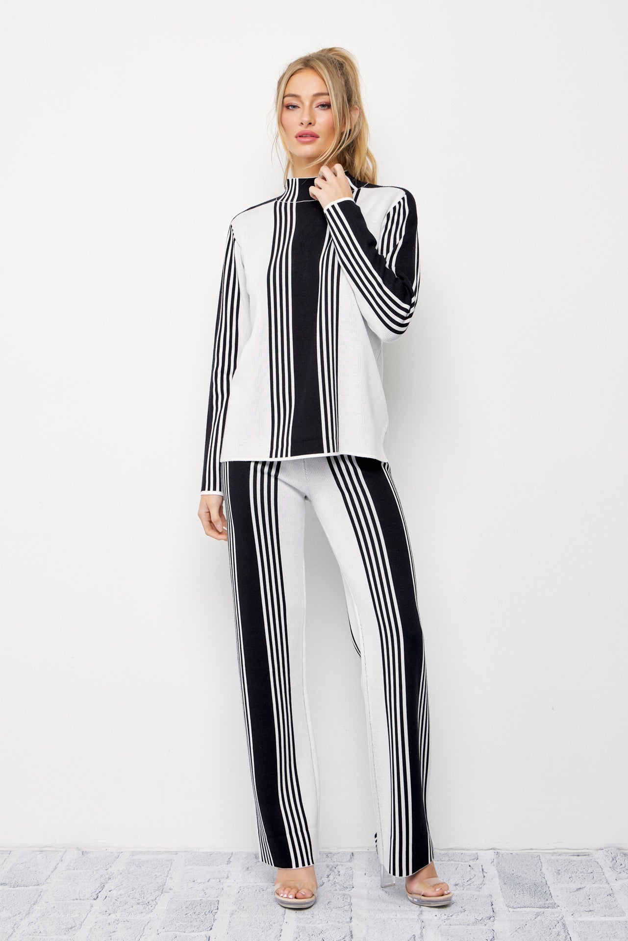 On Days Like These Knit Stripe Long Sleeve Top and Pants Set