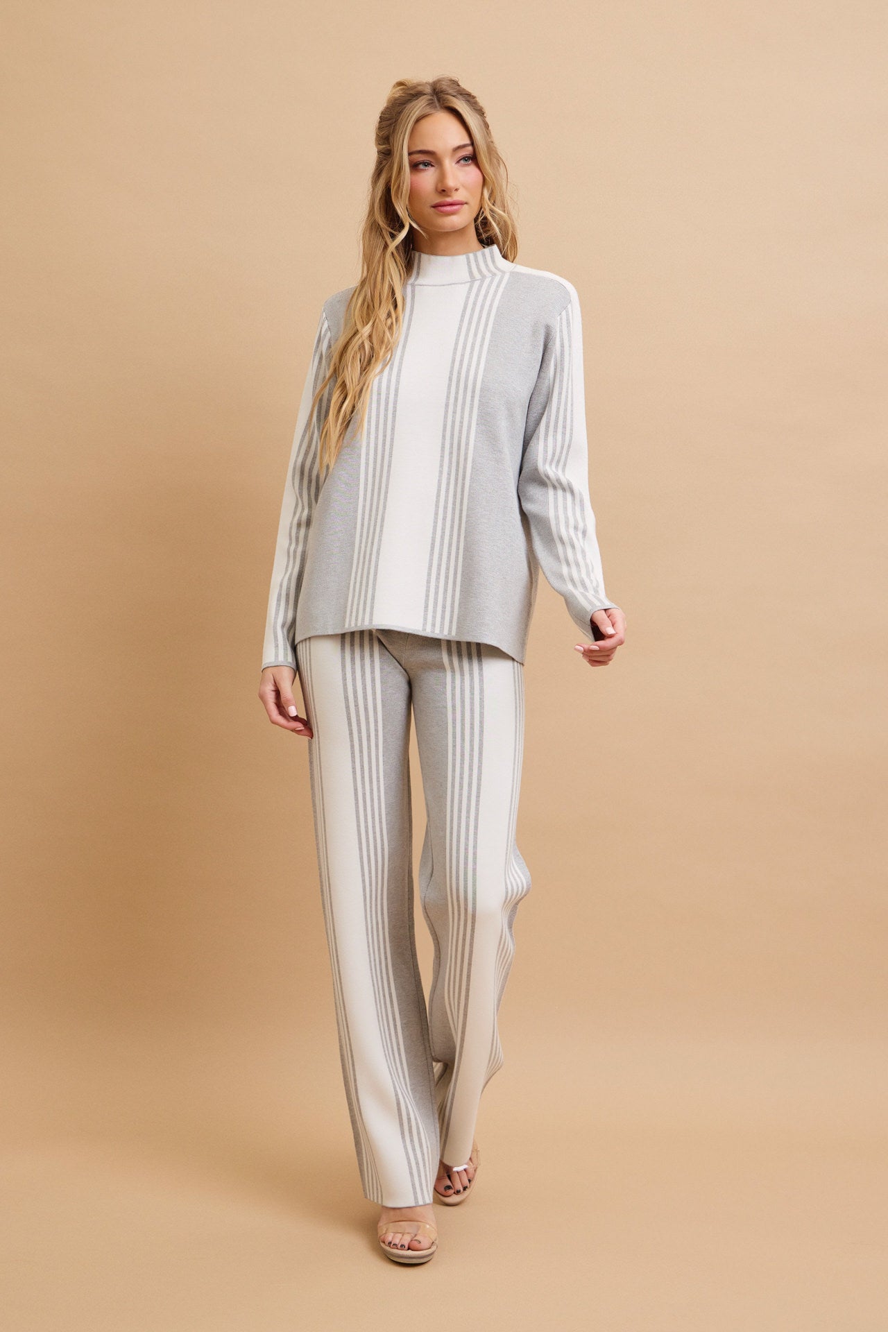 On Days Like These Knit Stripe Long Sleeve Top and Pants Set