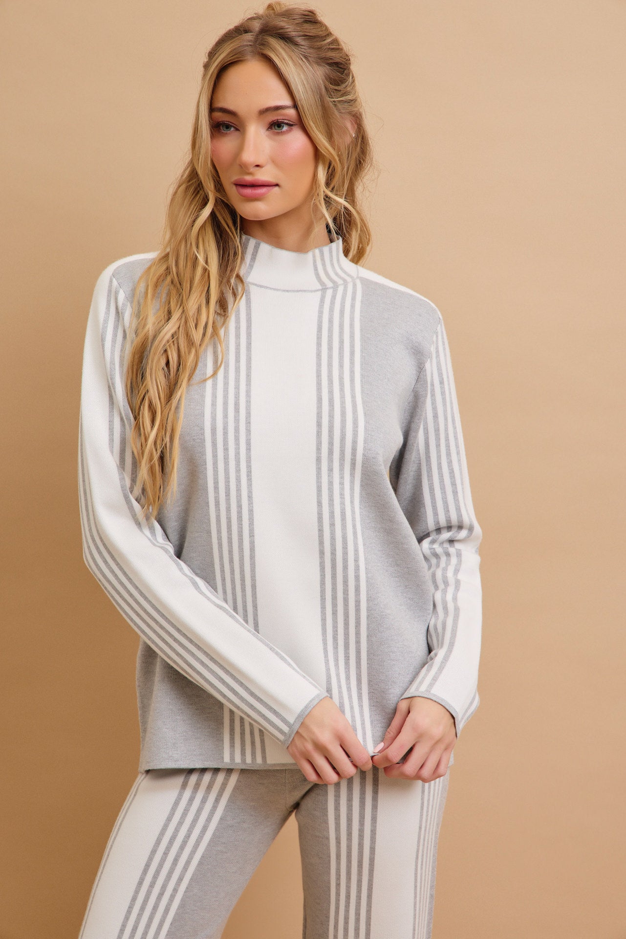 On Days Like These Knit Stripe Long Sleeve Top and Pants Set
