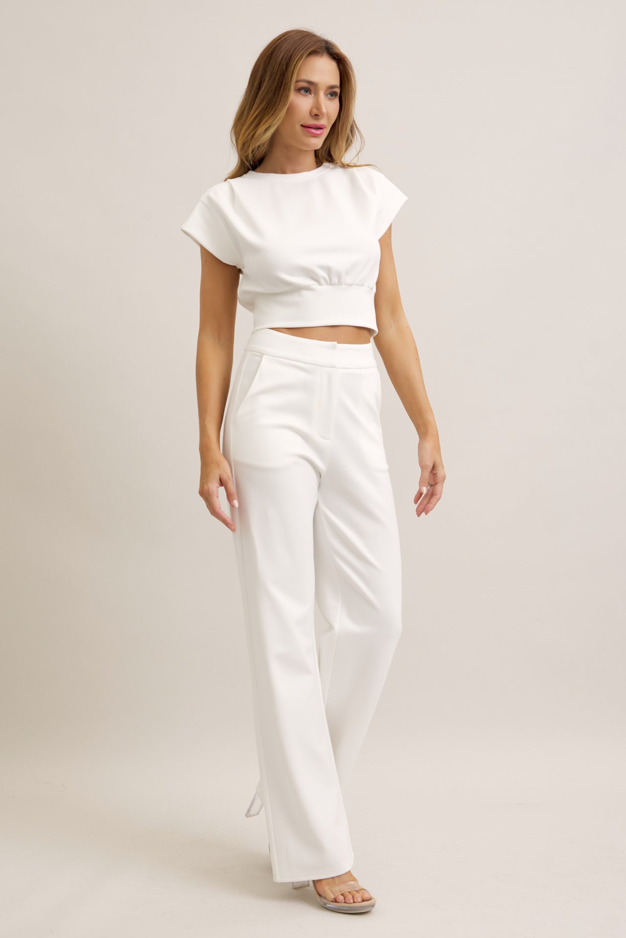 Journey Ahead Cropped Short Sleeve Top and Pants Set