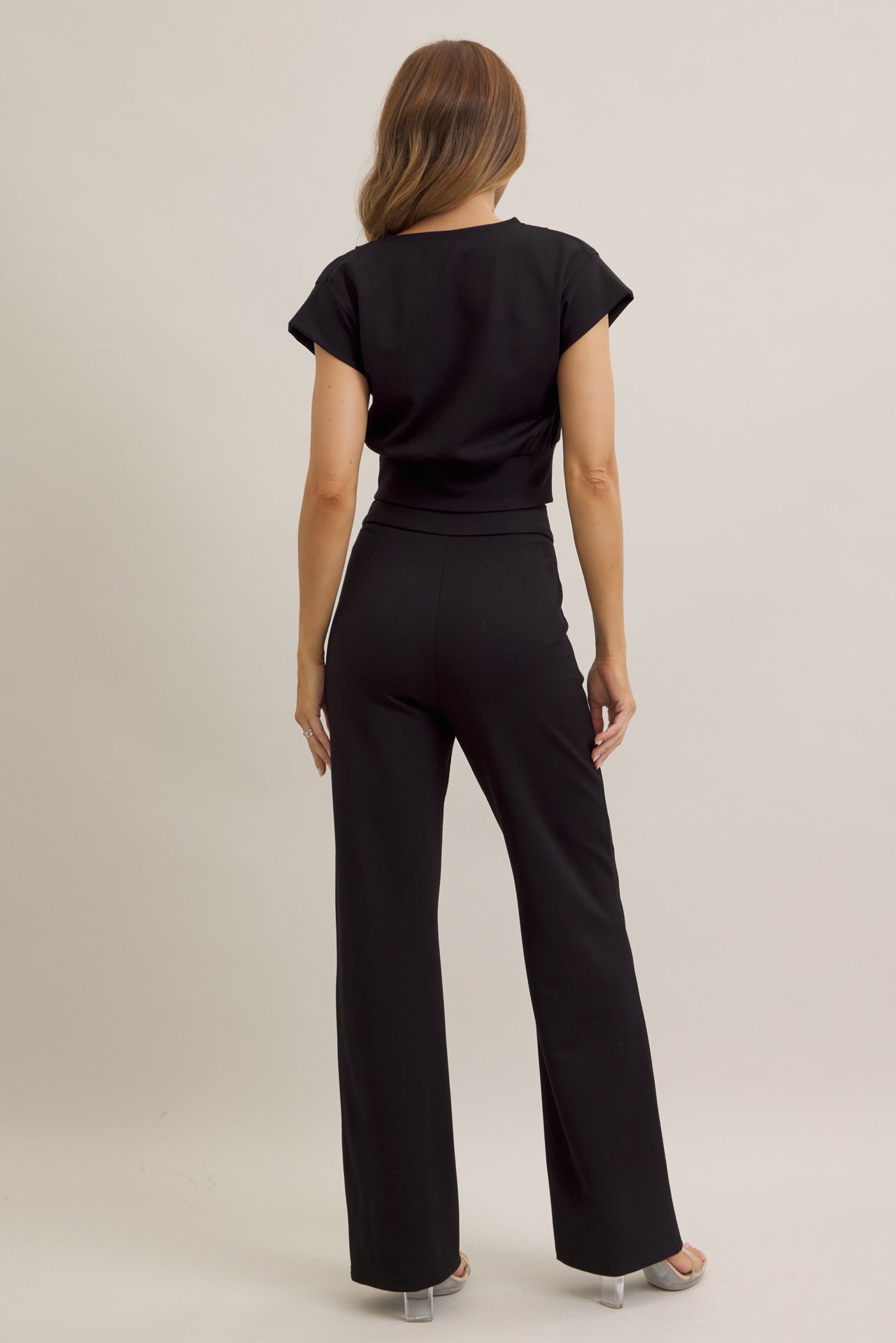 Journey Ahead Cropped Short Sleeve Top and Pants Set