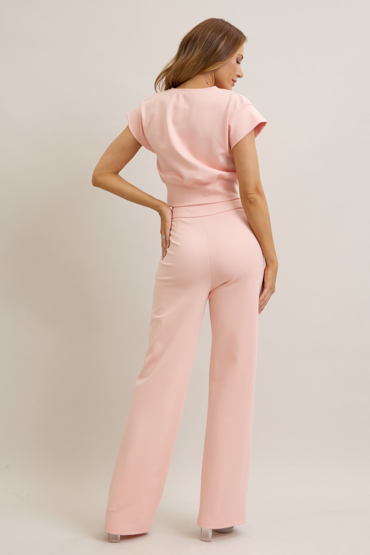 Journey Ahead Cropped Short Sleeve Top and Pants Set