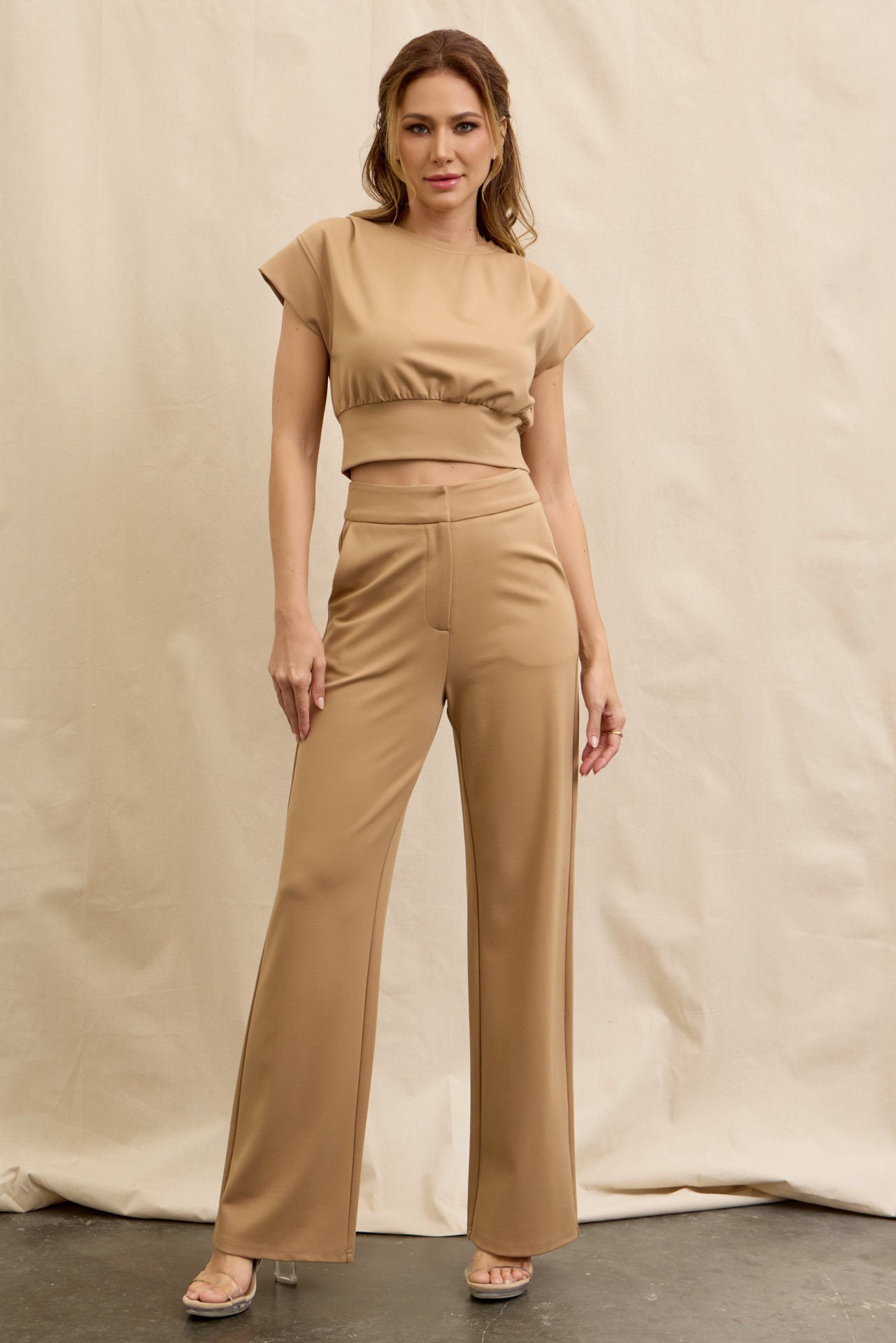 Journey Ahead Cropped Short Sleeve Top and Pants Set