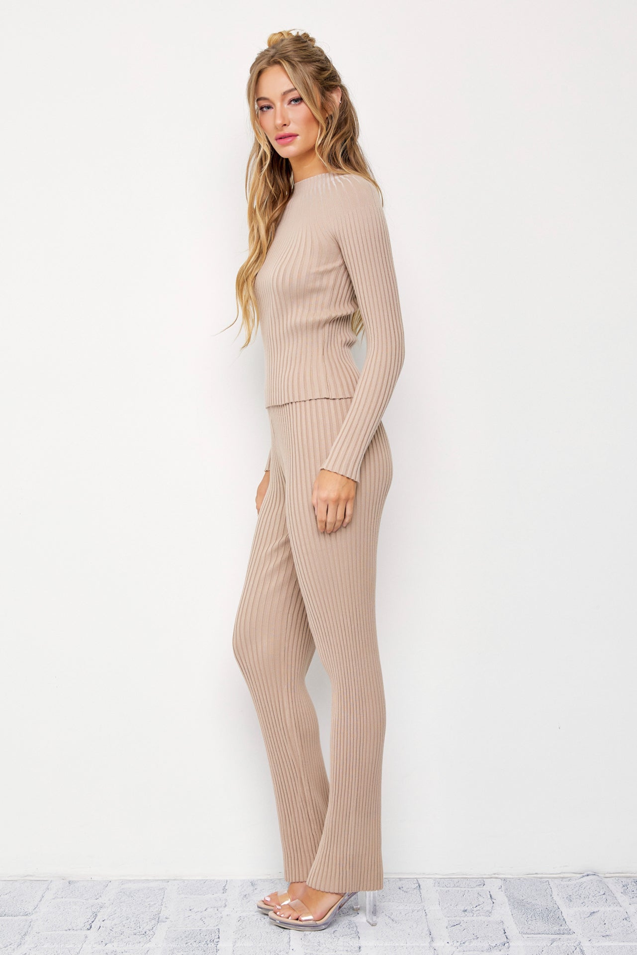 Unlike No Other Rib Knit Long Sleeve Top and Pants Set