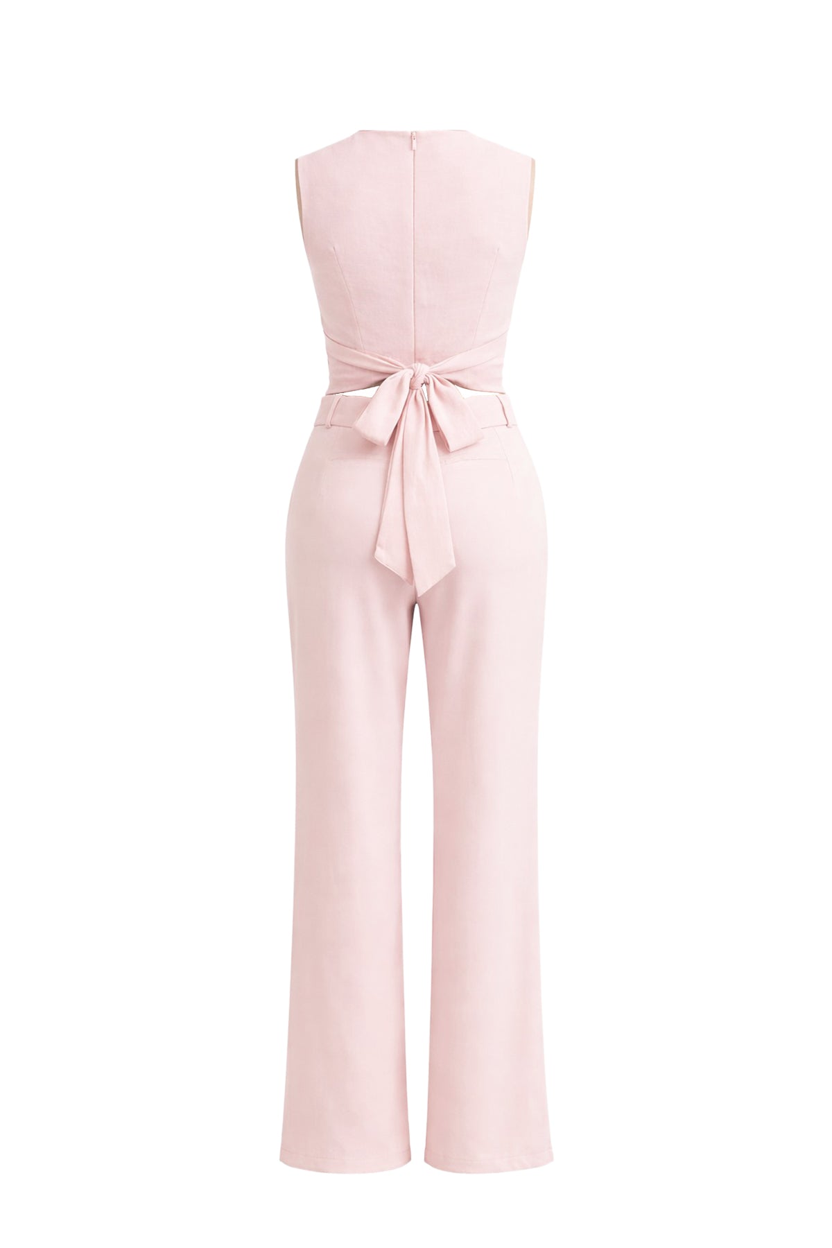 Keeping It Smart Woven Sleeveless Crop Wrap Top and Pants With Belt Set