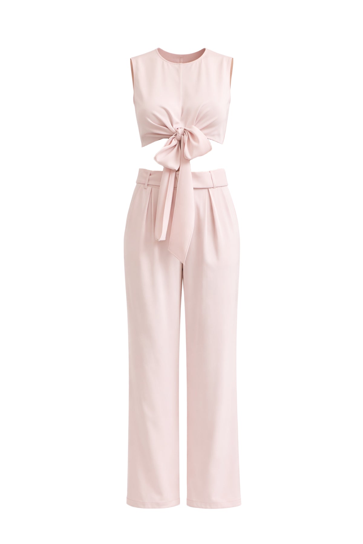 Keeping It Smart Woven Sleeveless Crop Wrap Top and Pants With Belt Set