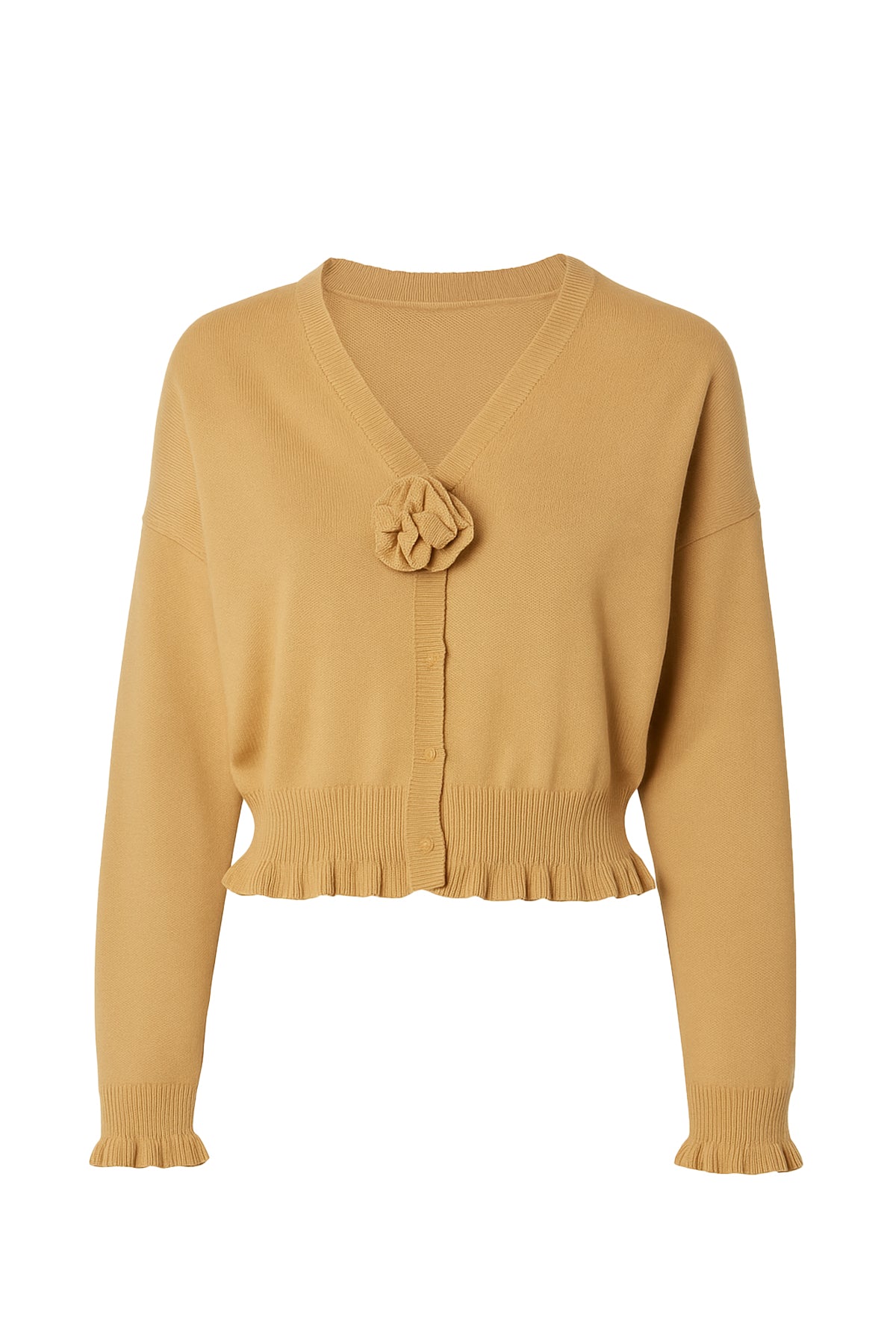 Rosette Ruffle Charm Knit Cardigan