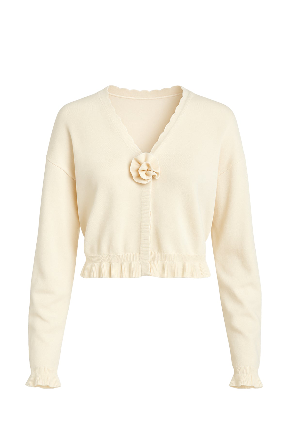 Rosette Ruffle Charm Knit Cardigan