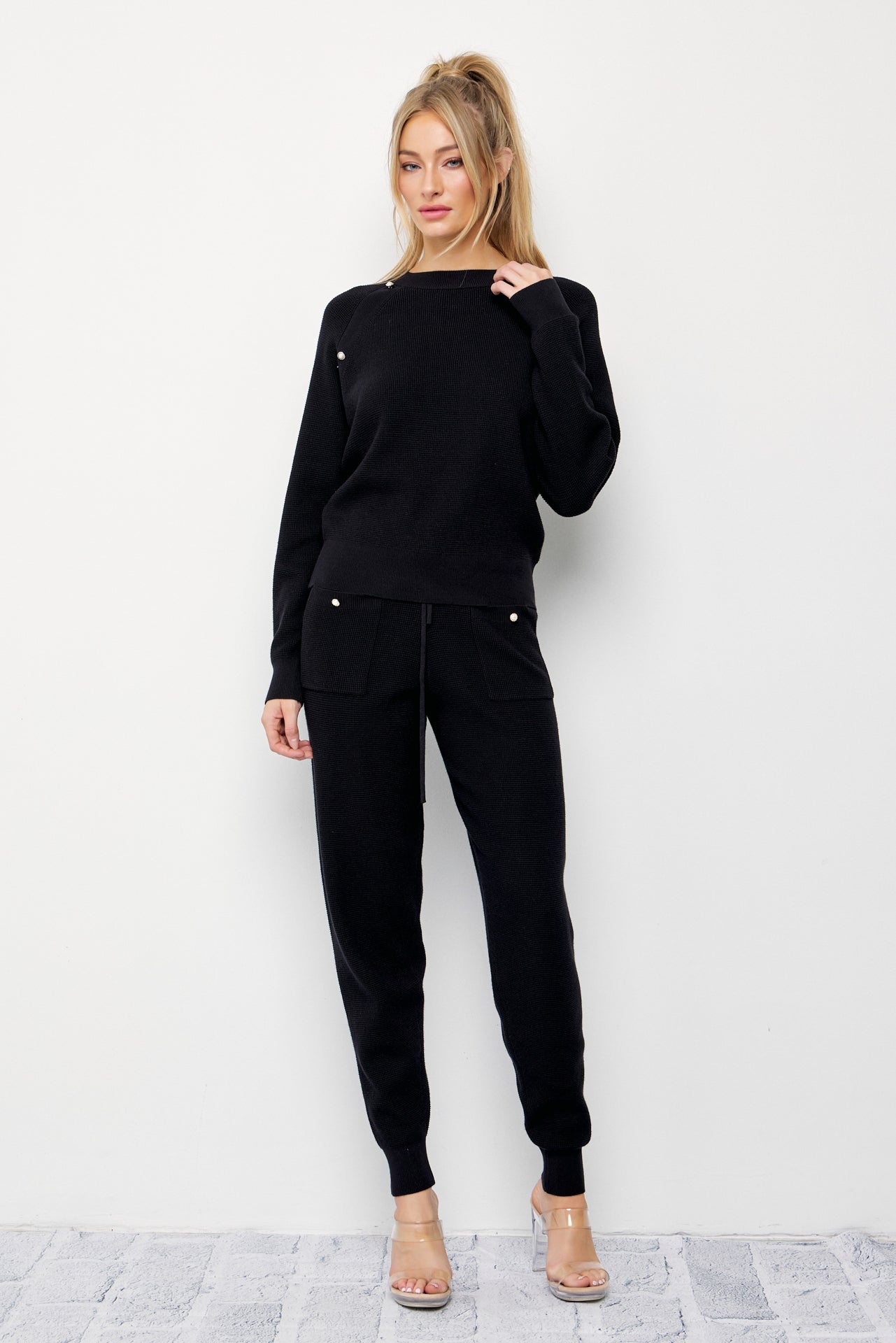 Alarice Knit Long Sleeve Top and Jogger Pants Set