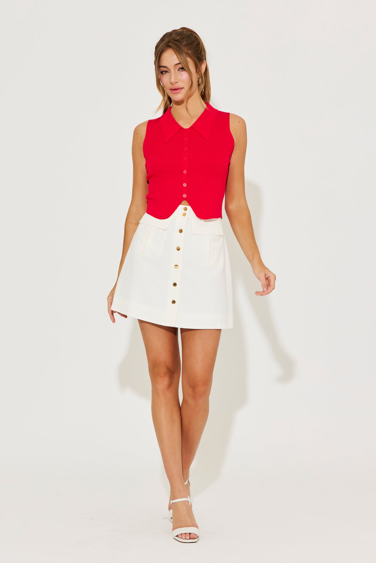 In Our Girly Era Woven Front Flap Pocket Mini Skirt