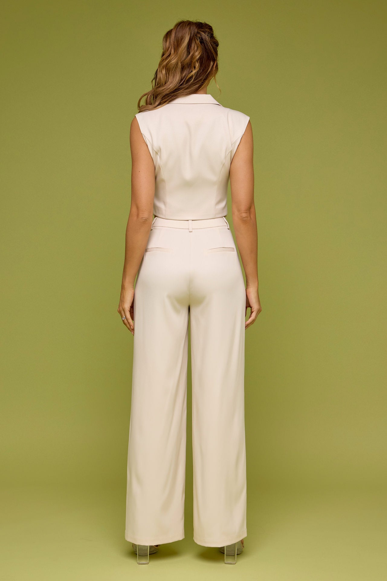 Marceline Woven Crop Vest & Wide Leg Pants Set