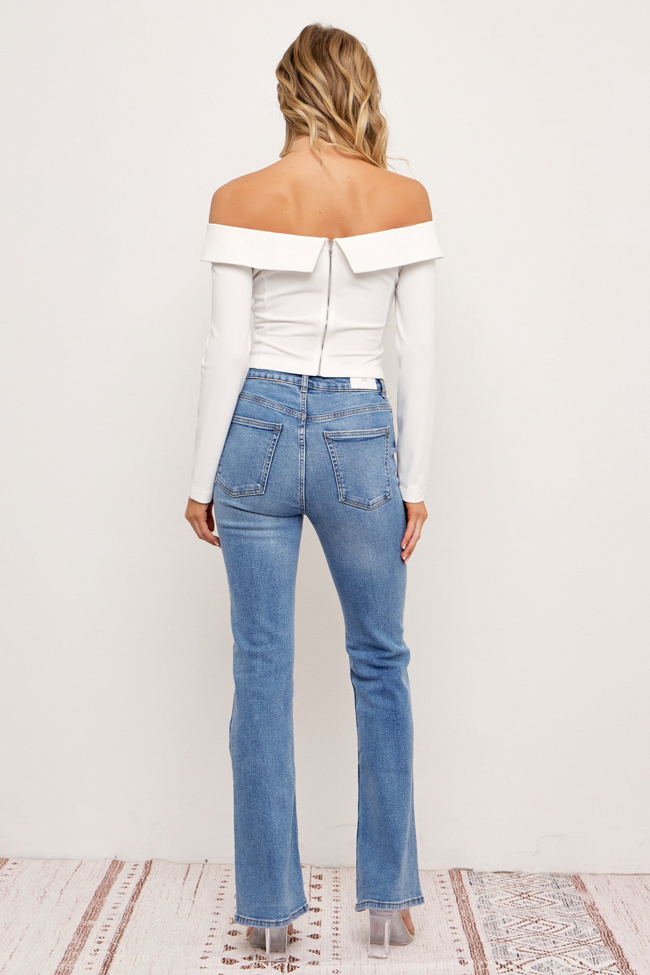 Chloe Woven Off Shoulder Blazer Top