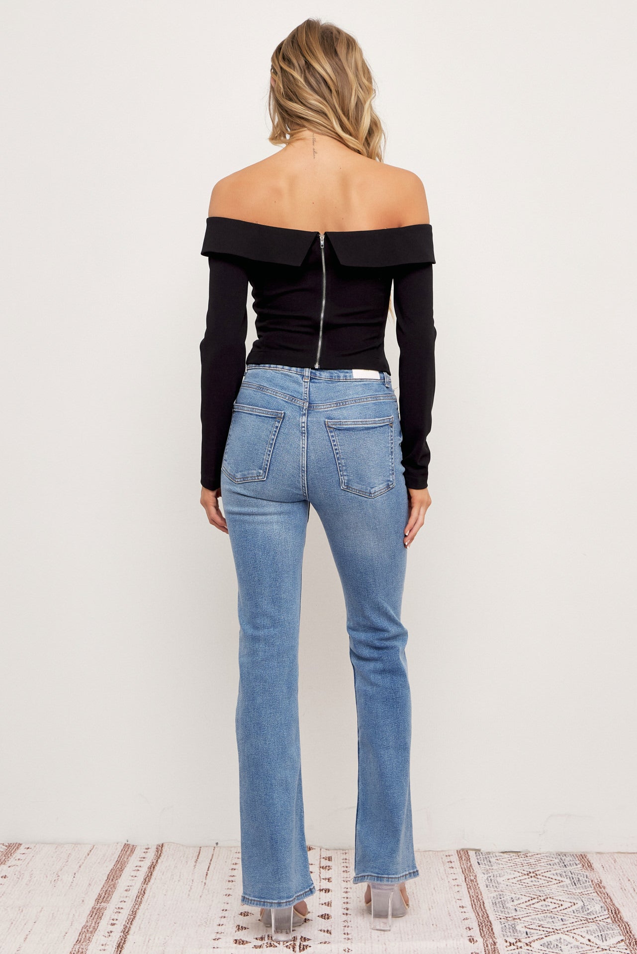 Chloe Woven Off Shoulder Blazer Top