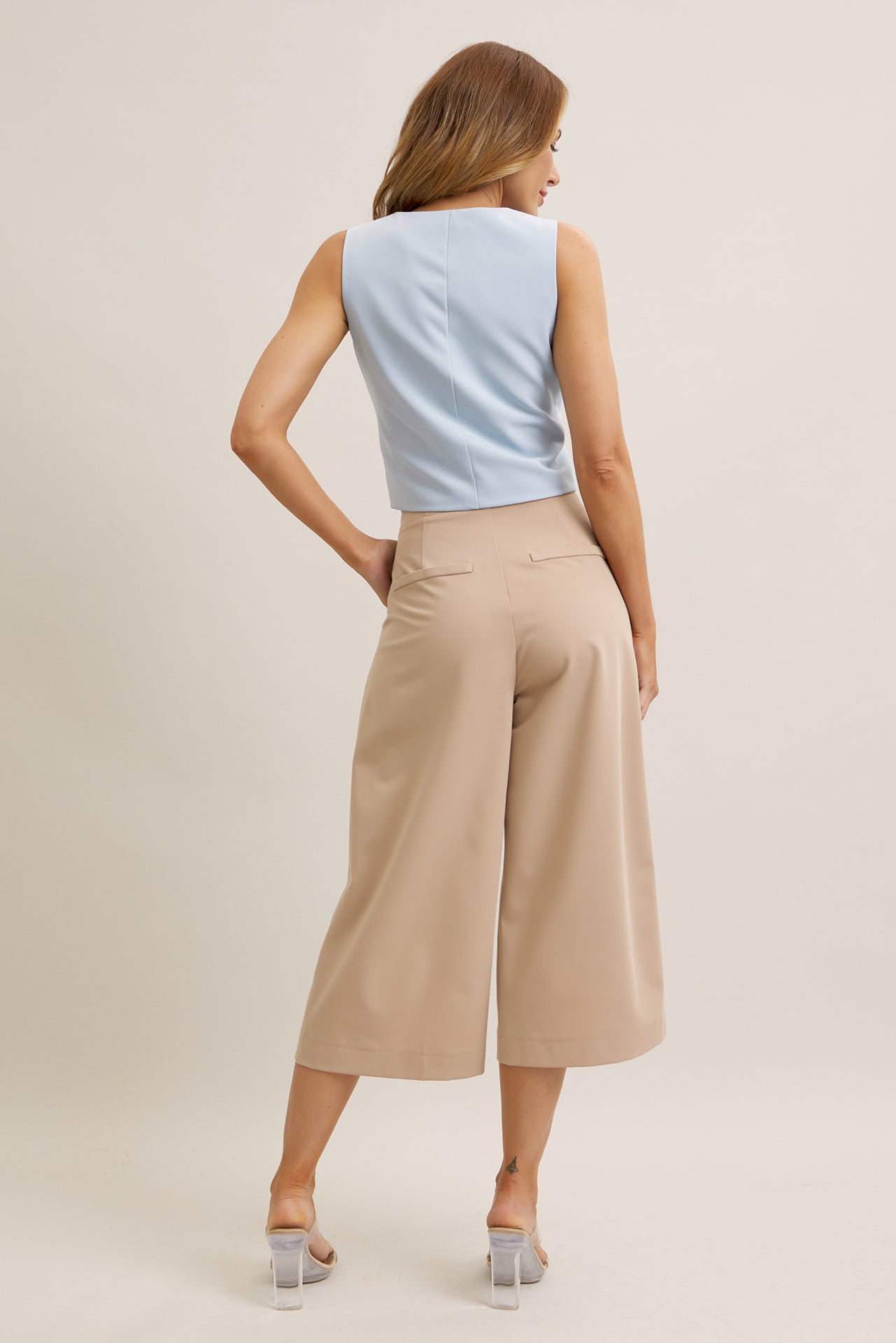 Oceane Woven Vest & Wide-leg Trouser Set