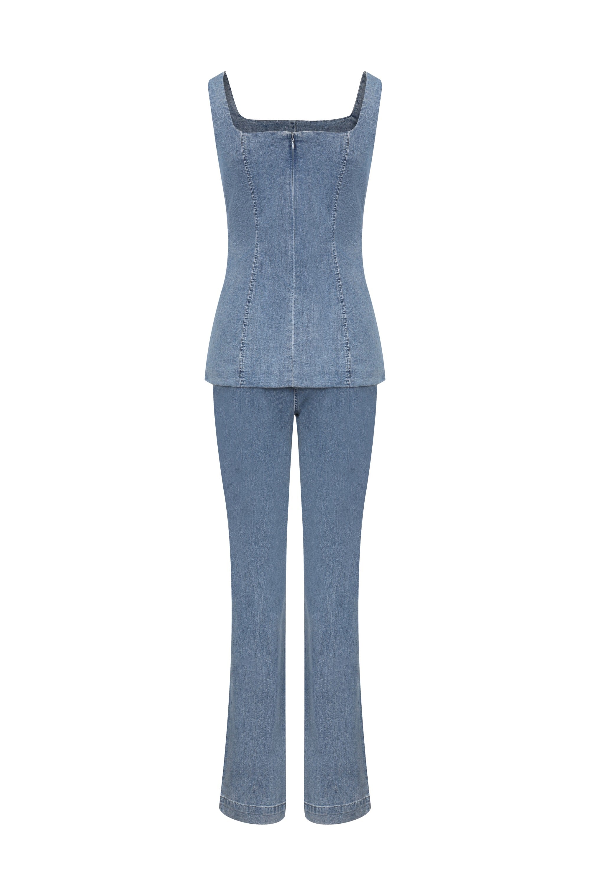 Seren Denim Button Down Top With Pants Set