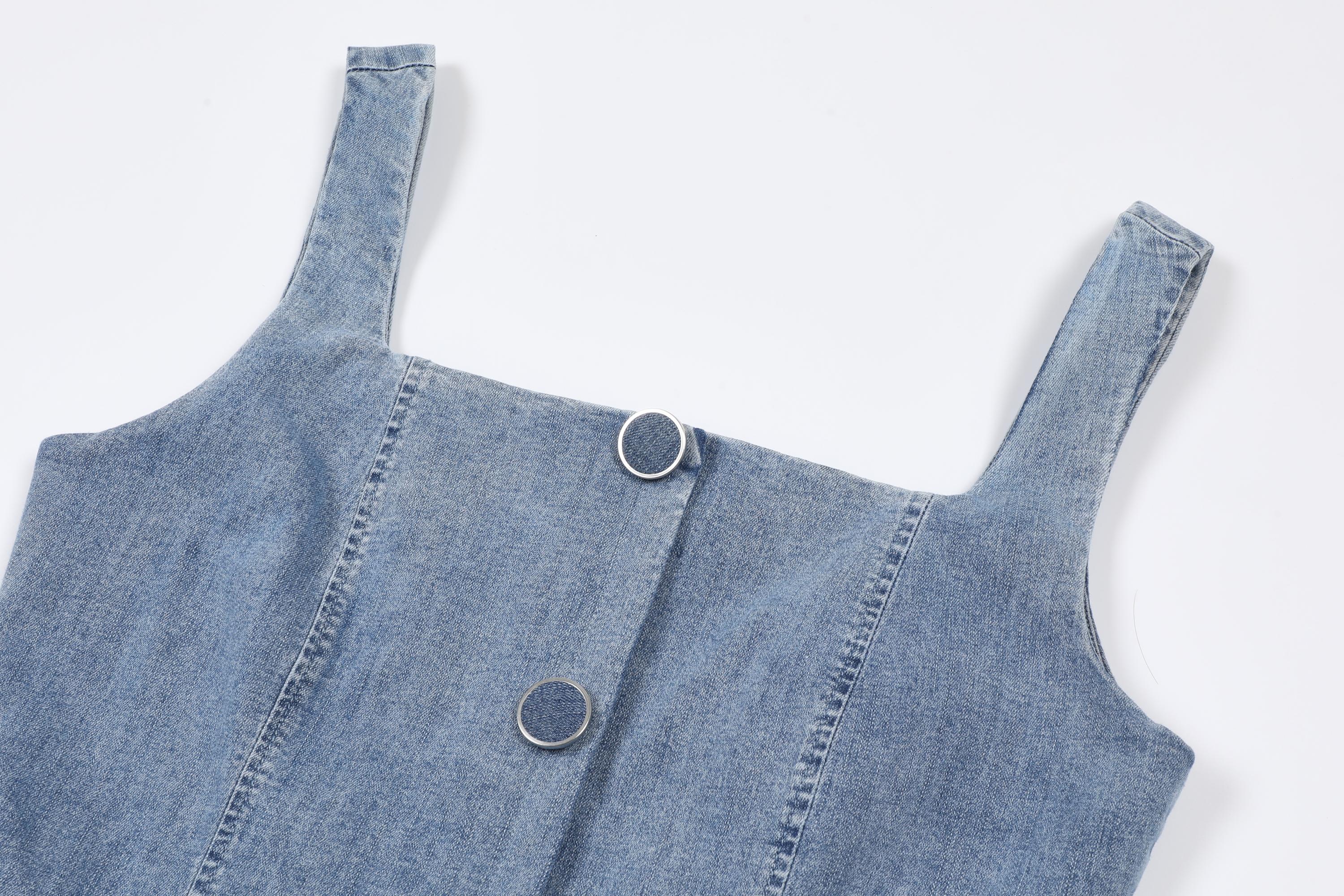 Seren Denim Button Down Top With Pants Set
