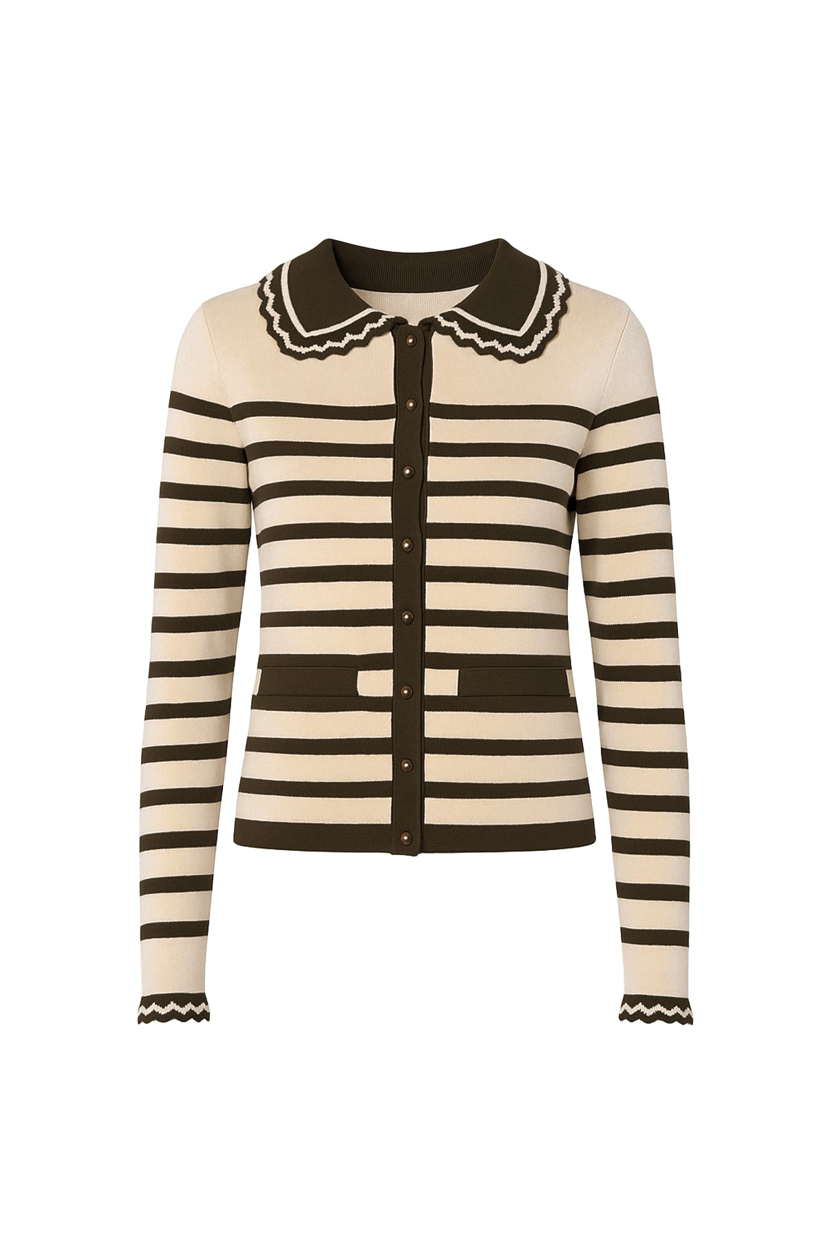 Presley Stripe Cardigan With Frill Collar