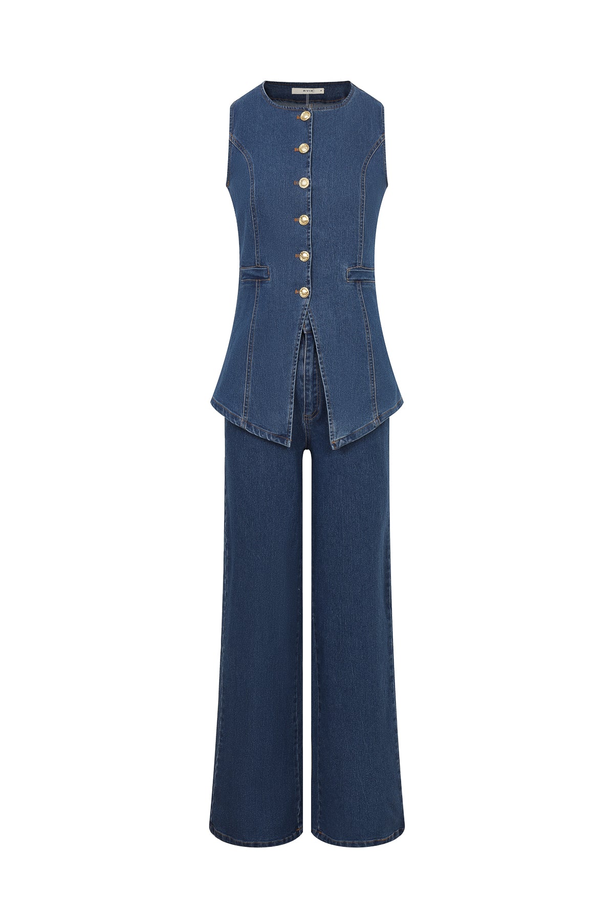 Rodeo Run Denim Long Vest Set