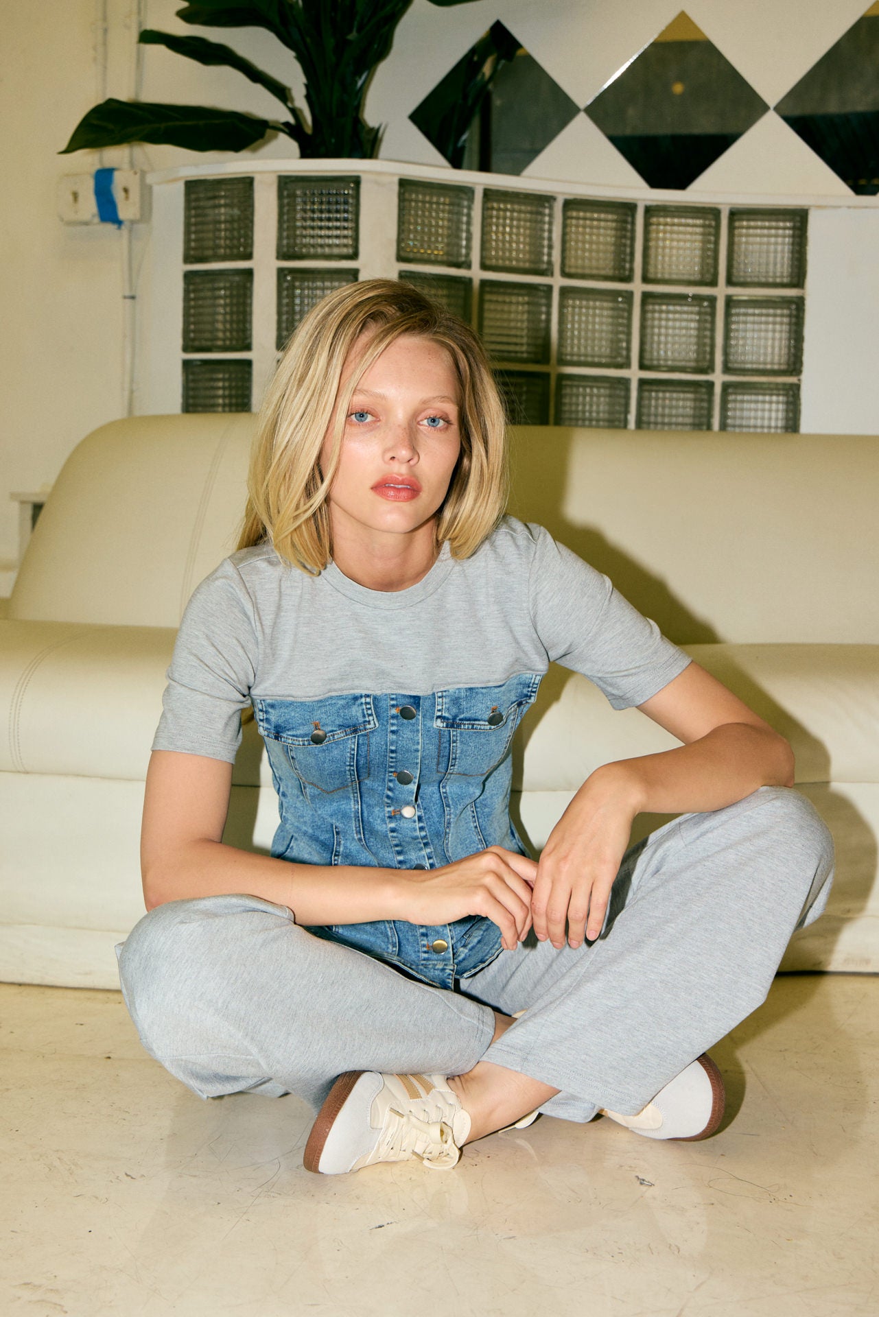 Marzi Mixed Media Denim T-shirt