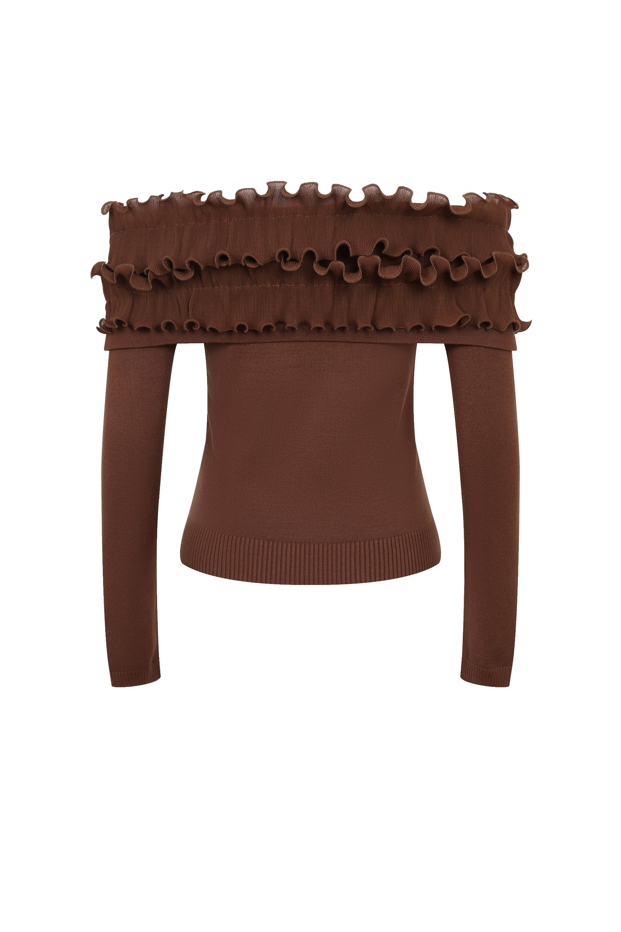 Micro Pleated Ruffle Off Shoulder Top