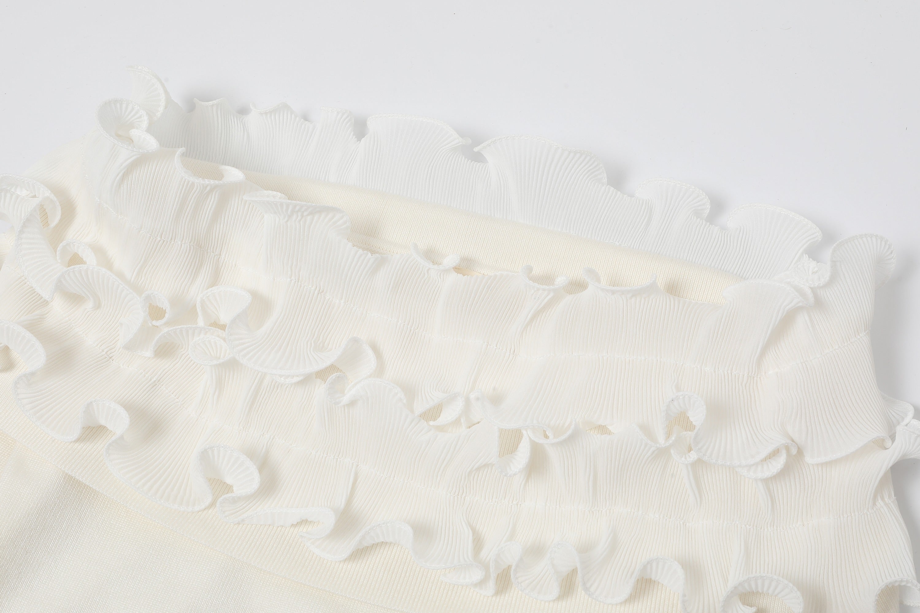 Micro Pleated Ruffle Off Shoulder Top