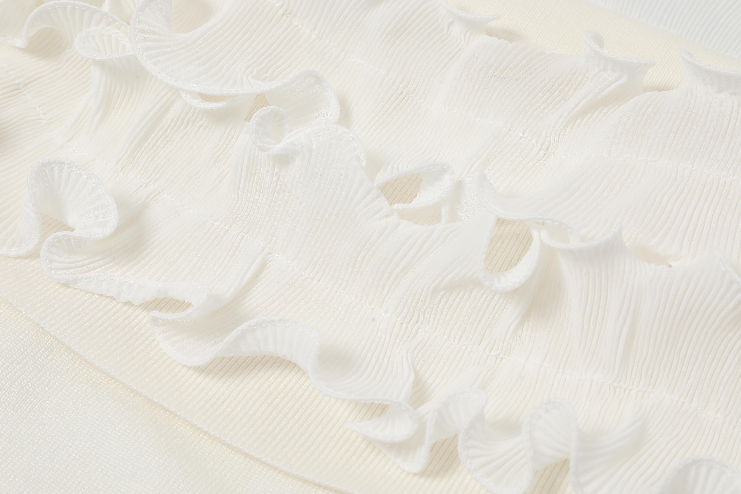 Micro Pleated Ruffle Off Shoulder Top