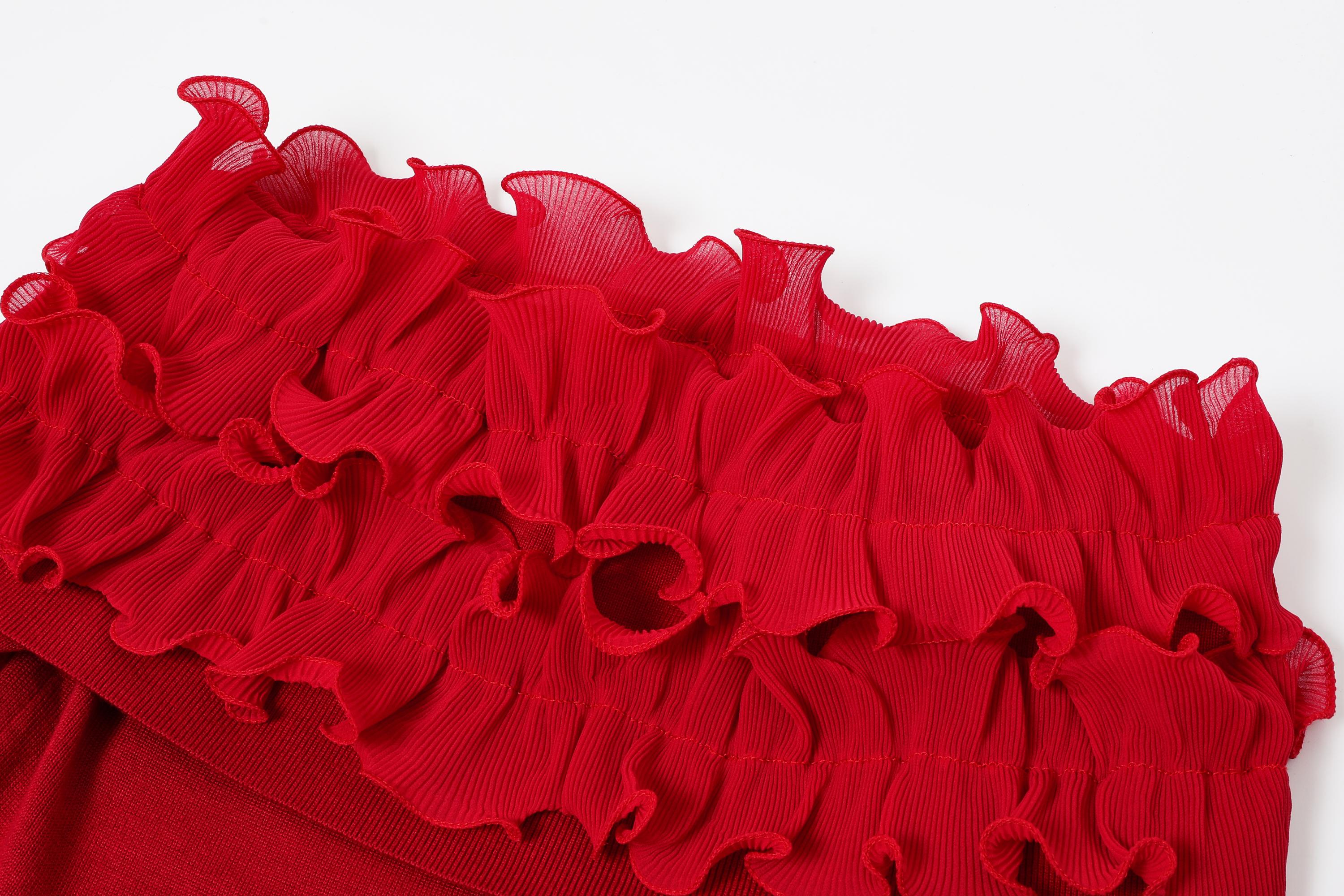 Micro Pleated Ruffle Off Shoulder Top