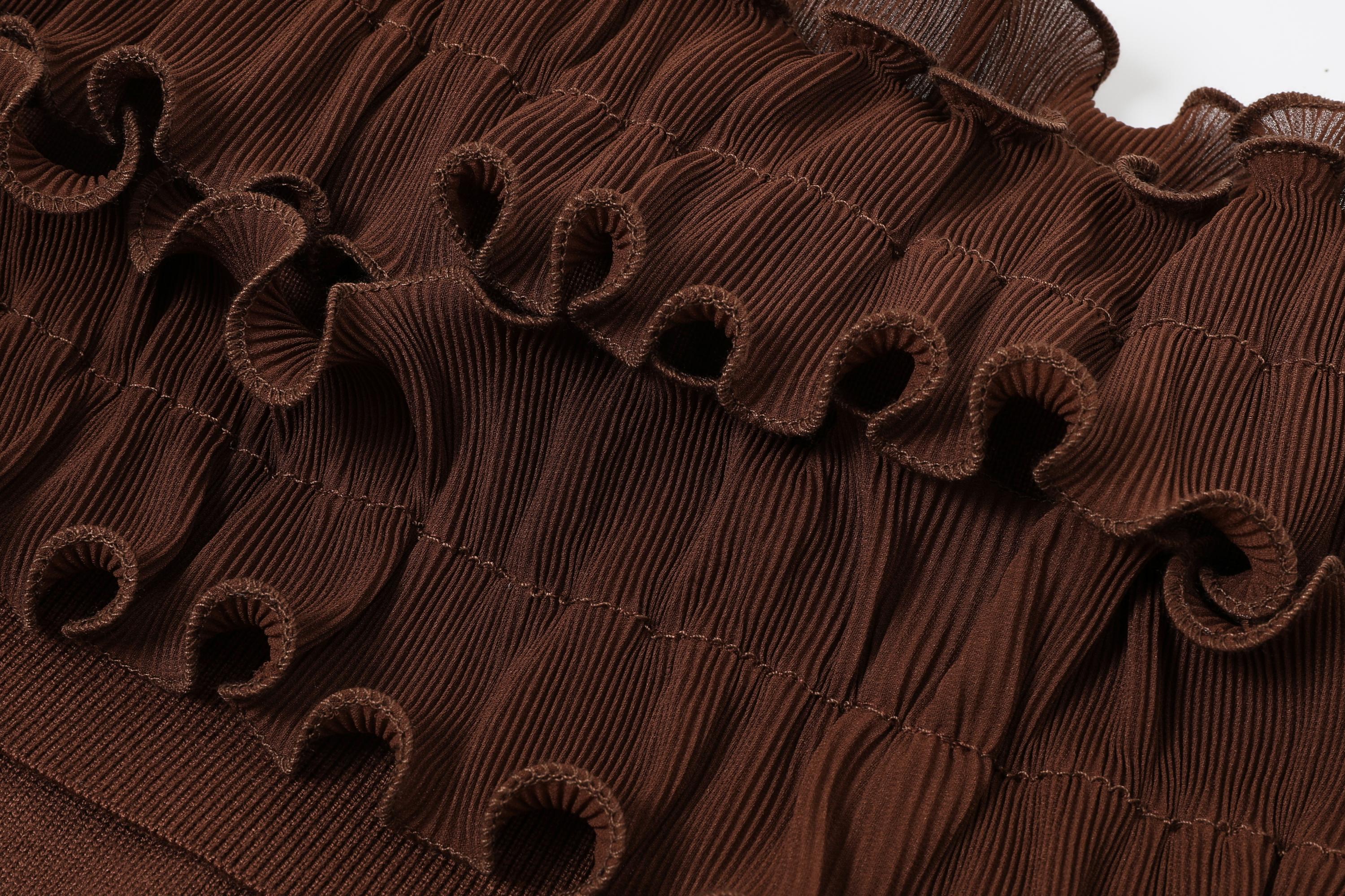 Micro Pleated Ruffle Off Shoulder Top