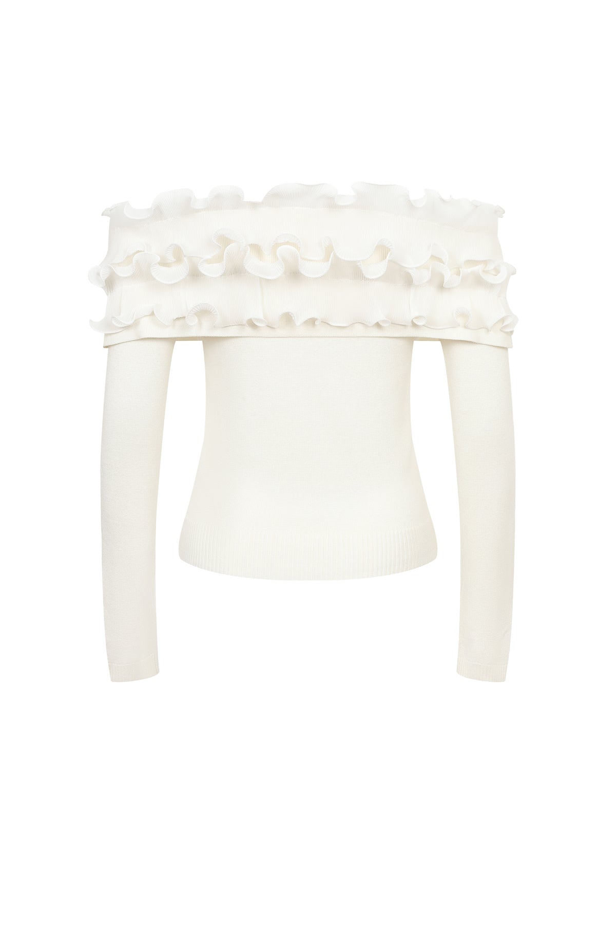 Micro Pleated Ruffle Off Shoulder Top