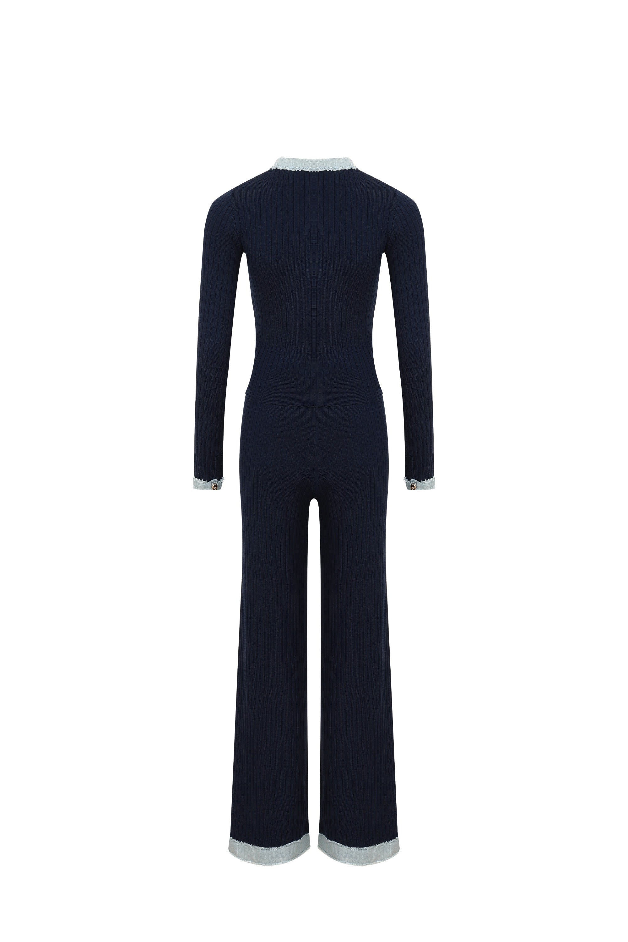 Contrast Flow Long Sleeve Top and Pants Set