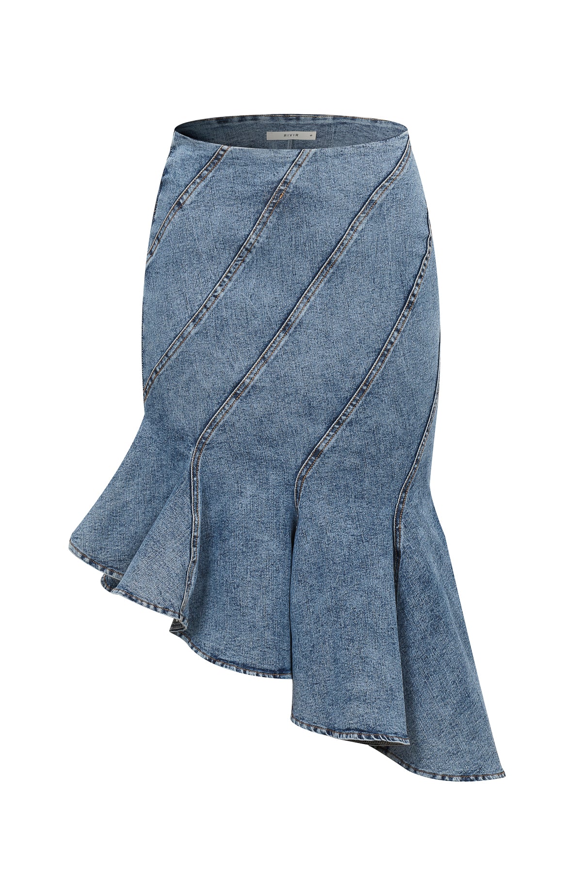 Cascade Spiral Denim Skirt